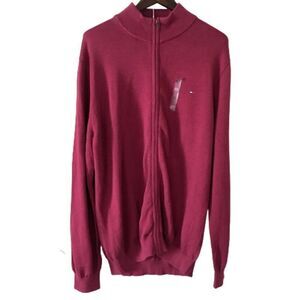 Tommy Hilfiger Long Sleeve Full Zip Turtleneck Cotton Cardigan Mens XXL …